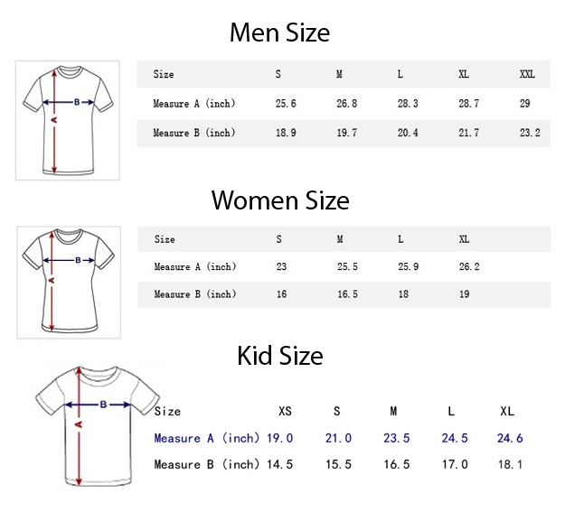 unisex tee size chart